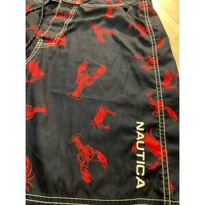 Nautica Swim Trunks Men's 34 Lobster Print Navy Blue Board Shorts